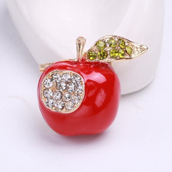 MACY'S APPLE brooch WITH crystals - Picture 3 of 3